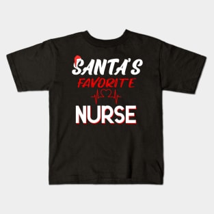 Funny Santa's Favorite Nurse Christmas Kids T-Shirt